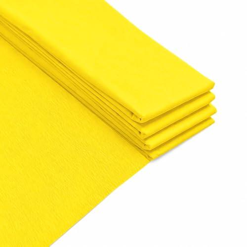 Paquete de 5 hojas de papel crepé amarillo de 50 cm x 2 m, 17 g/m², 35% de papel elástico para manualidades