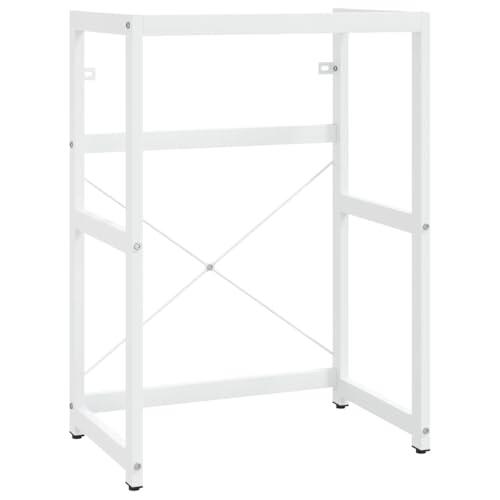 GeenYuu Mueble de baño blanco de hierro pulverizado, 59 x 38 x 83 cm, con espacio de almacenamiento abierto para armario bajo lavabo y muebles de baño, ideal para organizar el inodoro y el cuarto de