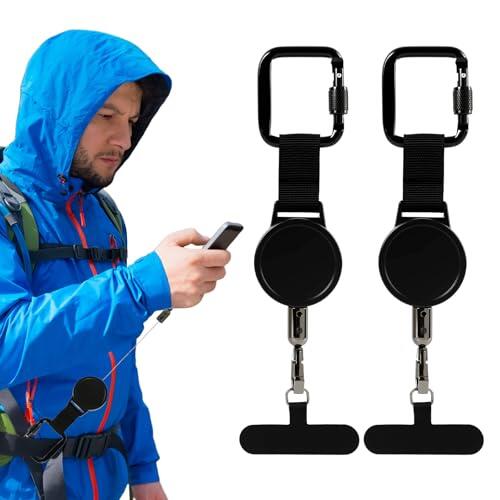 Maggasacca 2 PCS Correa de seguridad retráctil para teléfono móvil, antirrobo, con cuerda de acero, soporte de metal giratorio de 360 ° y mosquetón, para actividades al aire libre (2 PCS)