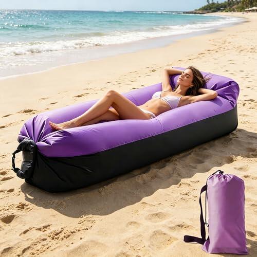 KUWUNG Sofá Hinchable Camping, Portátil sillón reclinable Inflable con Bolsa de Transporte, para acampadas, Vacaciones, Piscinas, Fiestas en la Playa y el jardín (Morado)
