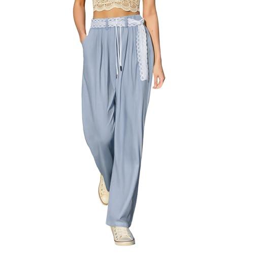 Pantalones de Ocio con Ribete de Encaje: Un Equilibrio entre Comodidad y Estilo