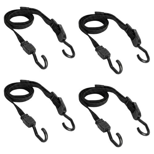4 Piezas Cinchas de Amarre, Pulpos Elasticos con Gancho 120 cm - Cincha Elástica de Látex 3 mm hasta 30 kg - Cuerda Elástica para Equipaje, Toldo, Bicicleta y Jardín