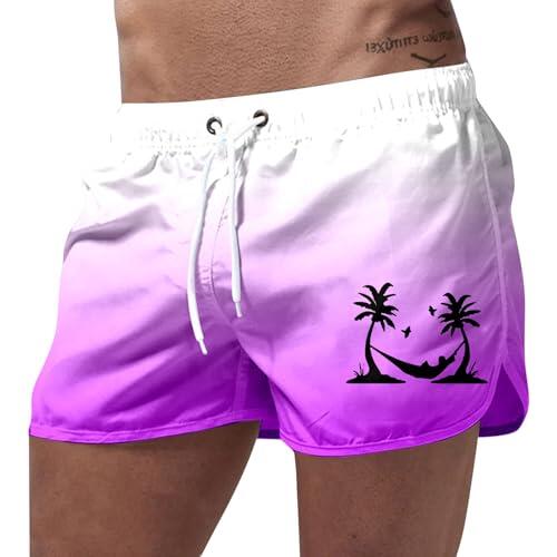 Bermudas De Playa para Hombre,Pantalones Cortos Deportivos De Verano para Hombre De PoliéSter con Estampado De Degradado con CordóN Cintura EláStica para Playa Viajes Informales