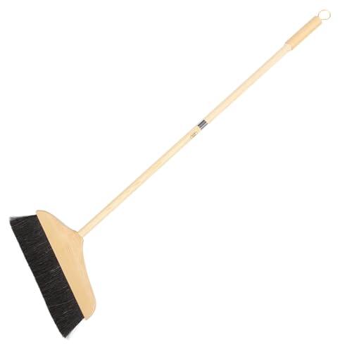 OKUMEYR Escoba de Pelo de Caballo Cerdas Suaves y Mango de Acero Inoxidable para Limpieza del Hogar y Alfombras, Adecuado para Baños y Pisos Delicados