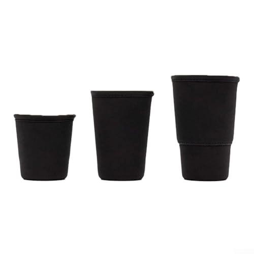 Mangas de neopreno aisladas reutilizables de agarre suave protección térmica para café, té, leche, viajes, oficina, escuela, uso al aire libre (M negro)