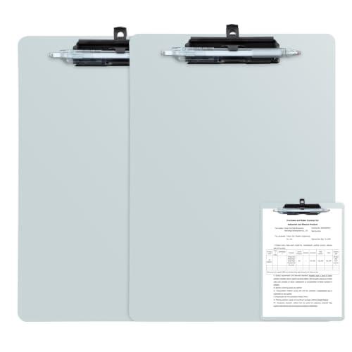 FRETONBA Portapapeles A4 con Portalápices, 2 Piezas Carpeta Plástico(Gris)