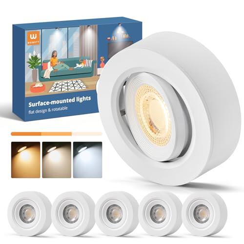 wowatt 6 Piezas Focos LED Interior Techo Superficie Blanco, Orientables 30°