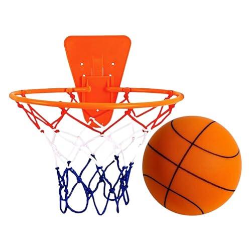 ASEFWEG Baloncesto Silencioso Tamaño,Pelota Baloncesto Silenciosa con Canasta, Silent Basketball Indoor On Canasta, Bola De Espuma De Alta Densidad Sin Revestir, Juguete De Baloncesto Silencioso (A)