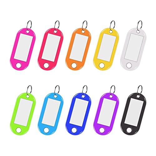 elzle 30 llaveros para escribir, etiquetas llaveros, 2,2 x 5 cm, de plástico, etiqueta para llaves, 10 colores de plástico llaveros, para marcar llaves, maletas, animales domésticos