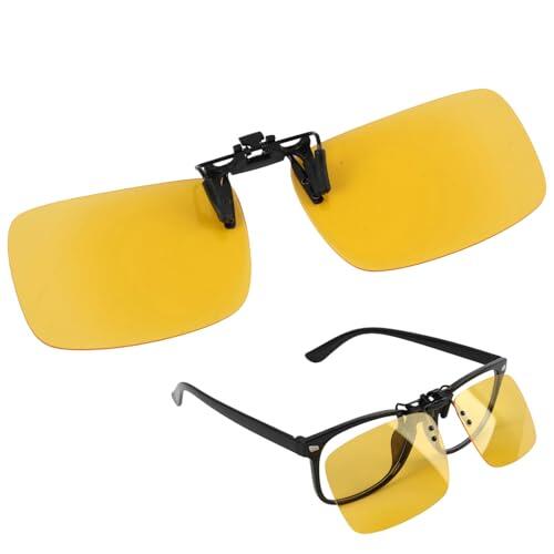 Sylalxeba Clip gafas conducción noche gafas amarillas HD, gafas polarizadas antideslumbramiento, se fija en tus gafas de vista, reduce la fatiga ocular, hombre mujer