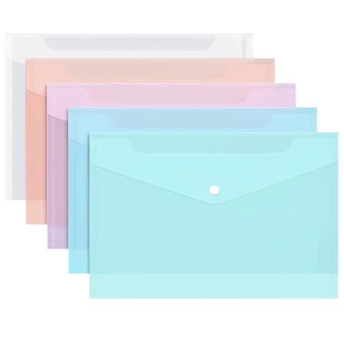 Ctyjia 10 Piezas Carpeta Plastico A4, Documentos Carpeta con Botón, para el Colegio, el Hogar y la Oficina (5 Colores Surtidos)