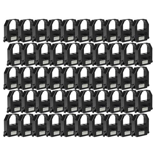 vhbw 50x Cinta de color de escritura compatible con Amano Pix 21, Pix 3000, PIX-15, PIX-200, PIX-28, Pix 10 impresora de matriz o de tickets - negro