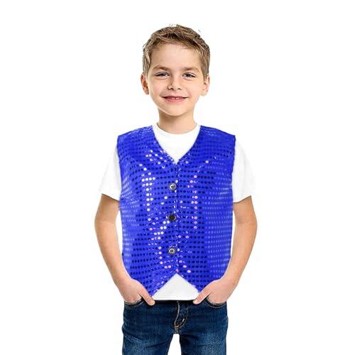 Chaleco Lentejuelas NiñO Unisex sin Manga Top De Baile Costume con Botones Esmoquin Traje de Danza Jazz Hip Hop Chaqueta con BOT para Fiestas Bodas Carnaval Disfraz