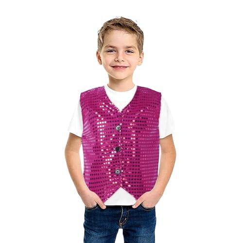 Chaleco Lentejuelas NiñO Unisex sin Manga Top De Baile Costume con Botones Esmoquin Traje de Danza Jazz Hip Hop Chaqueta con BOT para Fiestas Bodas Carnaval Disfraz