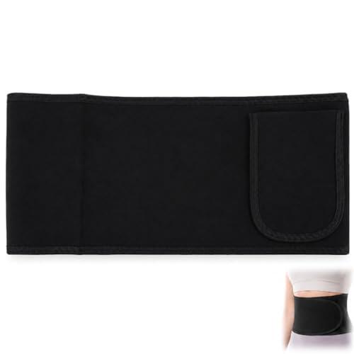 Sylalxeba 1 Pieza Faja Abdominal Deportiva con Bolsillo, Soporte Lumbar Elástico, Banda Ventral Ajustable para Mujer, Negro