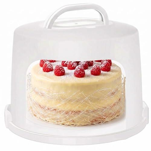 Relaxdays Tartera extraalta, hasta 10 kg, hermética, con Mango, 22 x 30,5 cm (Alto x diámetro), Color Blanco
