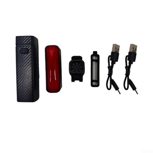 Juego de luces para bicicleta USB C recargable 500 mAh con faro y luz trasera IP33 impermeable para ciclismo nocturno, seguridad negra (todo rojo)