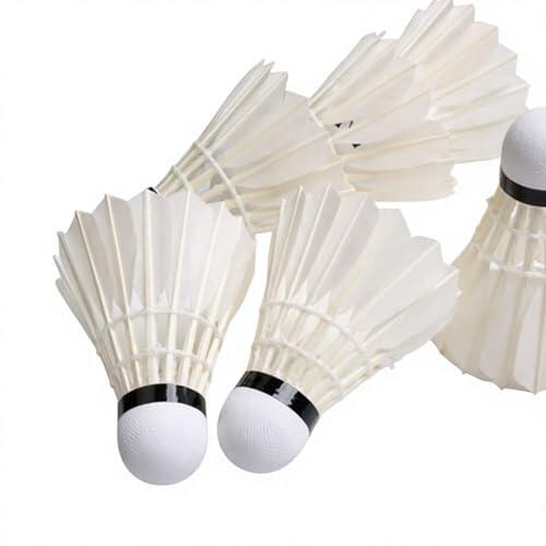 Volantes de bádminton de plumas de ganso, paquete de 12, pajaritos de alta velocidad para interiores y exteriores, entrenamiento de práctica en el patio trasero (plumas de pato principiante)