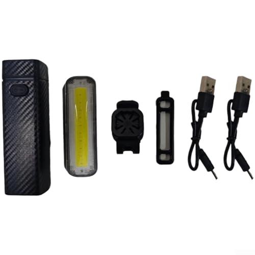 Juego de luces de bicicleta USB C recargable 500 mAh con faro y luz trasera IP33 impermeable para ciclismo nocturno seguridad negro (rojo y azul)