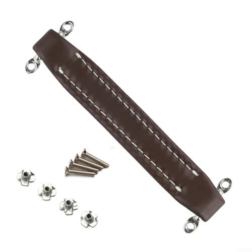 Mango de amplificador de guitarra de cuero de estilo vintage con tornillos de montaje, agarre de cuero sintético retro de repuesto para gabinete de altavoz, barra de elevación de equipo musical con