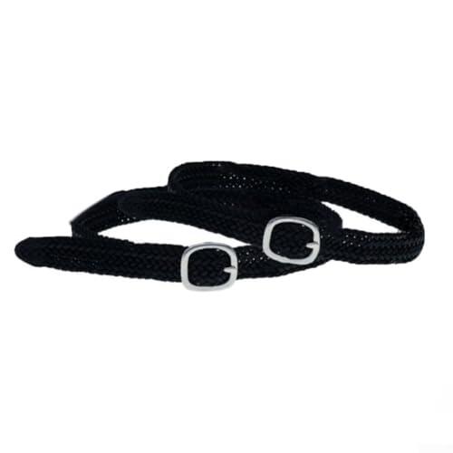 2 correas ecuestres para montar a caballo con hebilla de metal, accesorios de estribo de poliéster para espolones ingleses, ajuste estable para entrenamiento y competición, color negro
