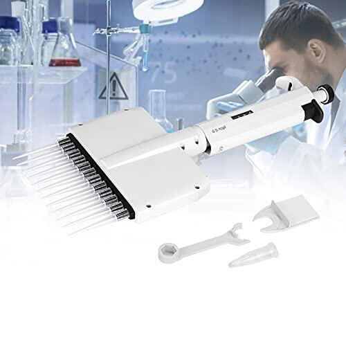ZAICOLER Pipeta Manual Ajustable de 12 Canales para Recolección Precisa de Líquidos en Laboratorio 10 µl para Científicos e Investigadores