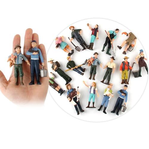 EasyByMall Figuras de tren modelo de PVC pintadas con pastor de granjero, personas de pie para diseño de ferrocarril, construcción de escenas de diorama