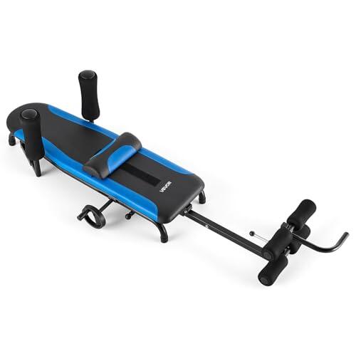 VEVOR Mesa de Tracción Lumbar Capacidad de 159 kg, Banco de Estiramiento de Espalda Estructura Estable, Reposabrazos Ajustables, Alta Resistencia, Tabla de Inversión para Hombros, Cuello, Espalda