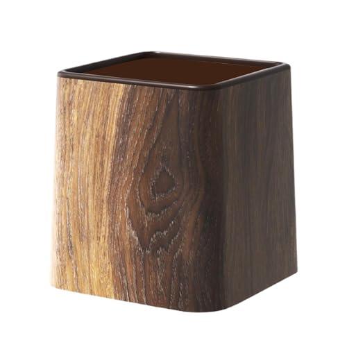 Papelera - Papelera De Escritorio De 6,02 Pulgadas | Contenedor De Grano De Madera Retro PP: Cesto De Basura Pequeño Que Ahorra Espacio Con Tapa Contenedor De Reciclaje Para Dormitorio, Cocina, Dormit