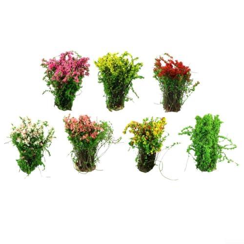 Materiales de construcción de mesa de arena de bricolaje para arbustos y flores de paisaje modelo arquitectónico, accesorios de vegetación de diseño ferroviario, flor de jardín en miniatura (rosa)