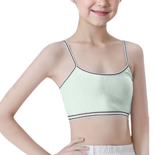 Genérico Sujetador Deportivo sin para niñas, Estilo Camisola, Ligero, sin Costuras, Color (Light Green, 10-13 Years)