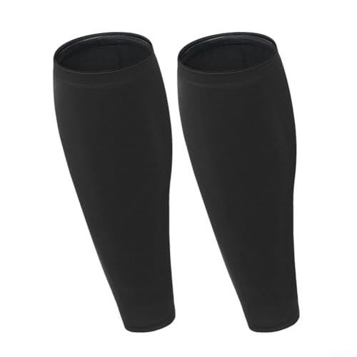 Mangas deportivas de compresión para pantorrillas para baloncesto, correr, ciclismo, soporte de pierna de poliéster transpirable con presión de envoltura muscular, equipo deportivo unisex (M, negro)