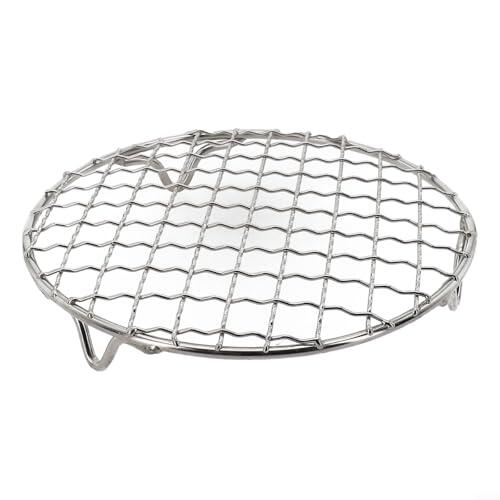 Malla redonda de acero inoxidable para barbacoa con patas | Bandeja portátil para hornear para senderismo al aire libre y uso doméstico | Rejilla de alambre de calefacción uniforme (30,5 cm)
