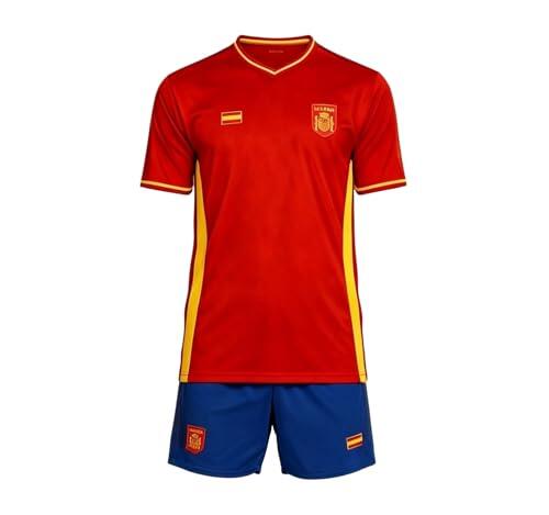 Durabol Camiseta de Fútbol España para Hombre, Rojo y Amarillo, 100% Poliéster, Manga Corta, Transpirable, Ideal para Entrenamiento (9-10 Años)