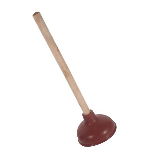 KONTONTY Desatascador Mango de Madera para Inodoro, Plunger de Goma Resistente para Baño, Diseño Simple y Fácil de Operar Hogar