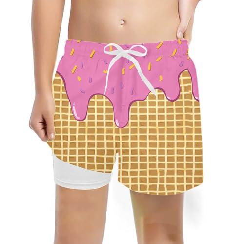 Generisch Bañador para niño con estampado de hielo, cintura elástica ajustable, perfecto para playa, piscina, cómodo, de secado rápido, transpirable, suelto, práctico, suave, elástico, elegante, Rosa