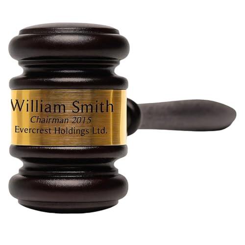UIDMEN Juego de martillo de juez personalizado y bloque de sonido, juego de martillo de madera, nombre y texto grabados individualmente, regalo para abogados, presidente, jubilación, graduación