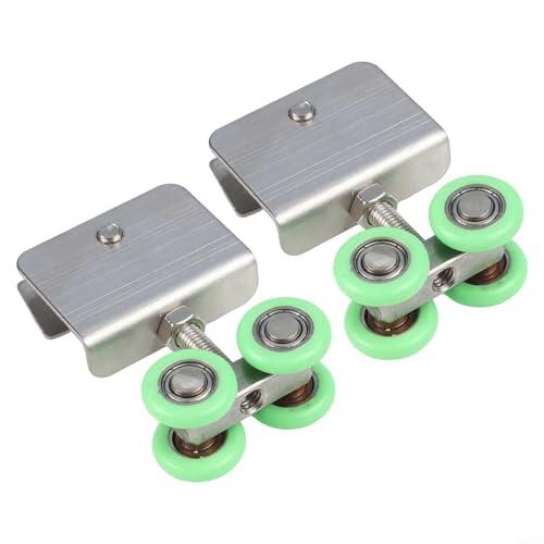 Kit de rodillos para puerta corredera de acero inoxidable con ruedas de nailon para vidrio, ducha, puertas correderas plegables, juego de ruedas de montaje en superficie de 1/2/4 piezas, (2 piezas)