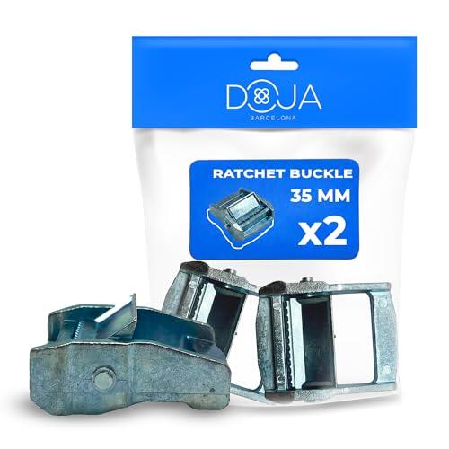 DOJA Barcelona Hebilla Metal Solapa - 35mm - Pack 2 - Ajuste Rápido y Sencillo, Hebilla Trinquete con Robustez para Cintas y Correas, Hebilla Presión Bloqueo con Diseño Sólido Tipo Leva Metálica