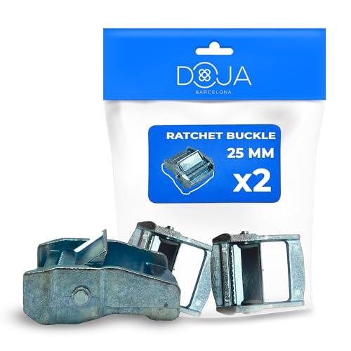 DOJA Barcelona Hebilla Metal Solapa - 25mm - Pack 2 - Ajuste Rápido y Sencillo, Hebilla Trinquete con Robustez para Cintas y Correas, Hebilla Presión Bloqueo con Diseño Sólido Tipo Leva Metálica