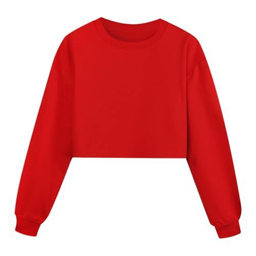 Jersey deportivo de manga larga para usar como parte superior cómoda para niñas activas, rojo, 8 años