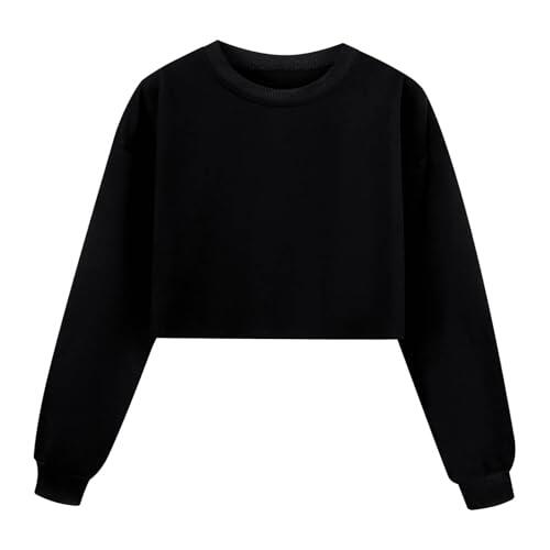 Jersey deportivo de manga larga para usar como parte superior cómoda para niñas activas, Negro , 8 años