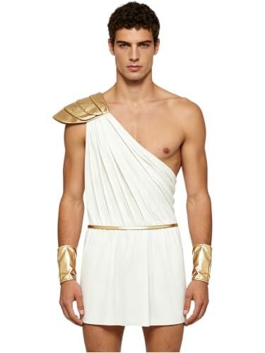 Monduelle Hombre Antiguo Traje Griego Traje Romano Ropas Representaciones Teatrales Sin Bragas Una Espalda Ropa Halloween Accesorios Set Blanco L