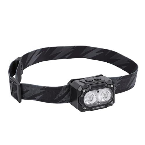 Akozon Linterna Frontal LED Ultraligera Recargable, Carga Tipo C, 6 Modos de Iluminación IPX4 Resistente a Salpicaduras para Camping y Reparación de Automóviles de Emergencia