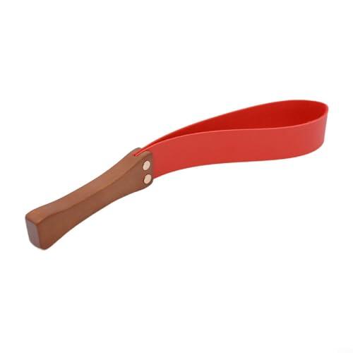 Zilimontt Cultivo de equitación de cuero con mango de madera antideslizante, látigo ecuestre para entrenamiento de caballos, pala de piel sintética con remaches de metal, 19 x 2 pulgadas (rojo)