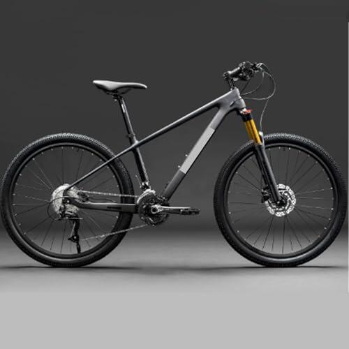 KIBONCY Bicicleta de montaña de Fibra de Carbono, Bicicleta Todoterreno Ultraligera for Adultos con Cambio de Marchas, Frenos de Disco hidráulicos y suspensión neumática (Unisex)(A 26-Inch,9-Speed)