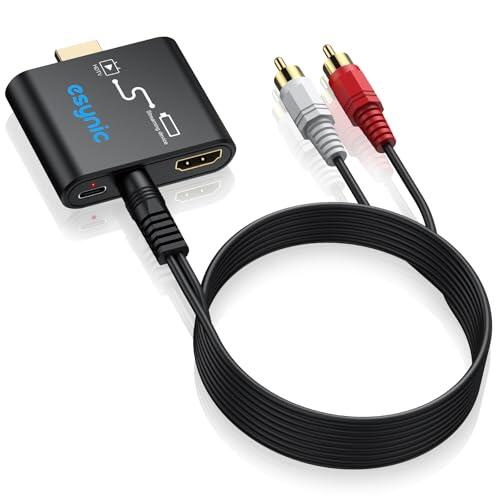 eSynic Extractor HDMI a Audio para Fire TV Stick 4K, Convertidor HDMI a AUX 3.5mm con Cable RCA y Tipo-C, 4K@30Hz PCM, sin ARC, para Auriculares y Altavoces