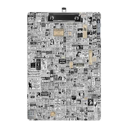 Portapapeles acrílico A4 para periódicos, tablero de escritura ligero y duradero, portapapeles decorativos con clip de metal, portapapeles de documentos de montaje en pared para oficina, enfermeras y