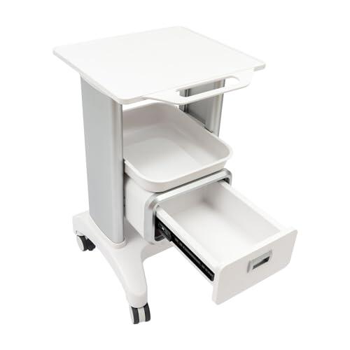 Carro de laboratorio con 2 cajones, carro móvil para instrumentos cosméticos, carrito de plástico ABS, carro de medicamentos móvil, cierre magnético, 4 ruedas giratorias con freno, ideal para clínicas