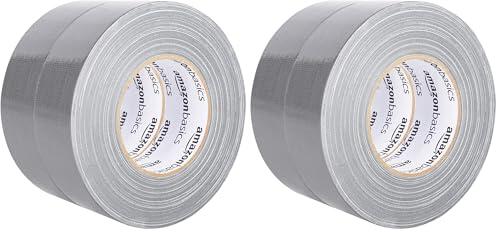 Amazon Basics Cinta adhesiva para uso general, 5 cm de ancho x 54,8 m, plateado, 2 rollos (Paquete de 2)